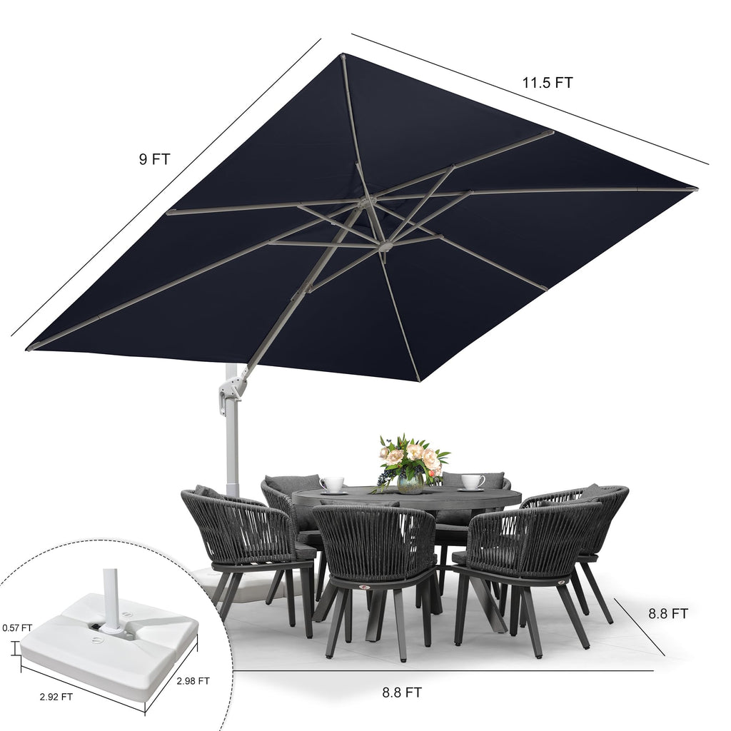 Navy Blue Aluminum Patio Umbrella with Base C34652