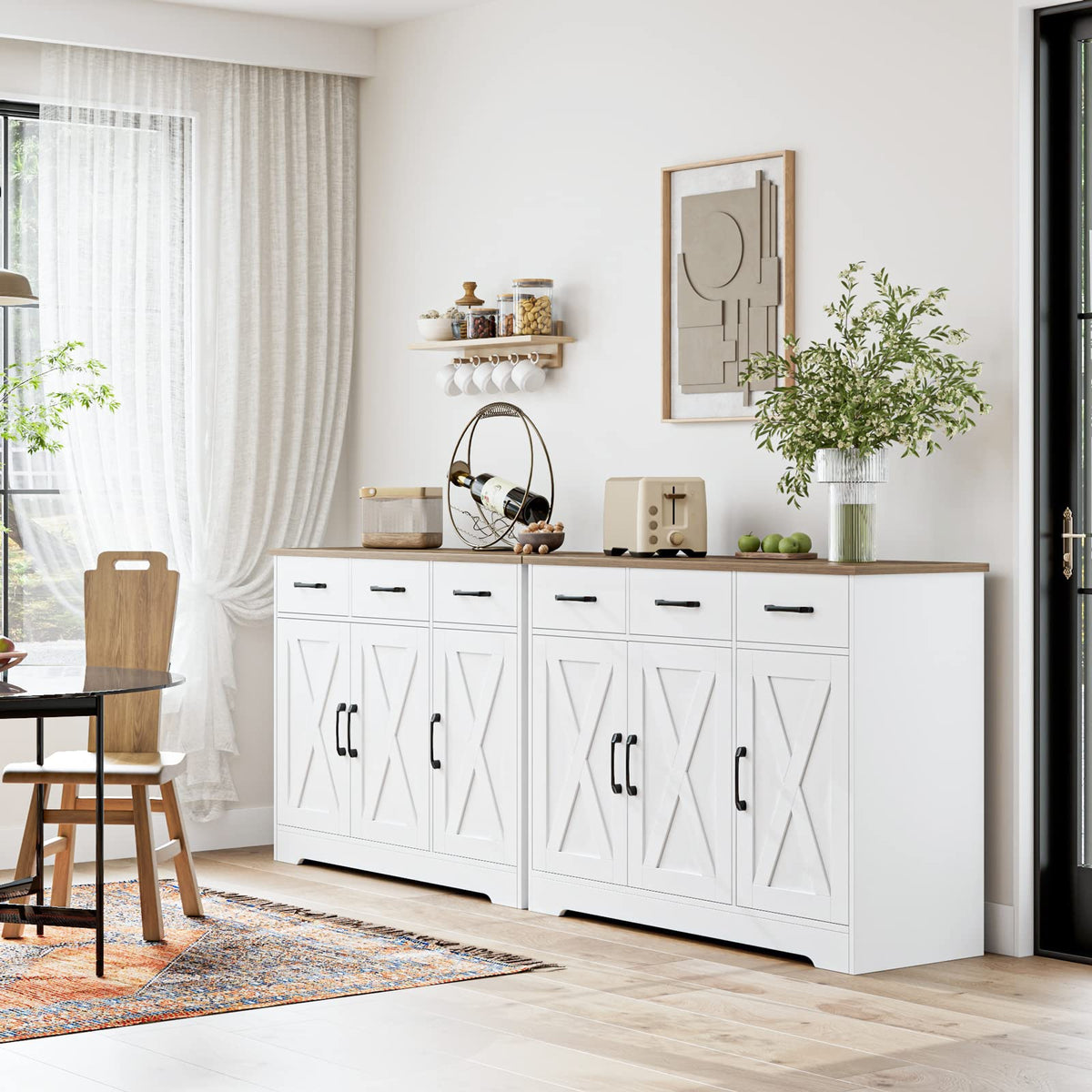 White Kitchen Buffet Cabinet with Storage Y227