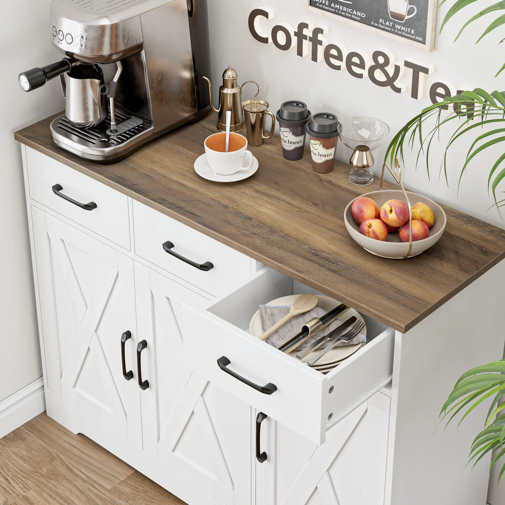 White Kitchen Buffet Cabinet with Storage Y227