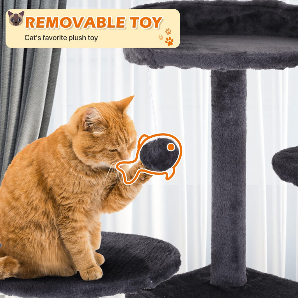 70 Inch Light Gray Cat Tree with 2 Condos, 3 Scratching Posts P9886