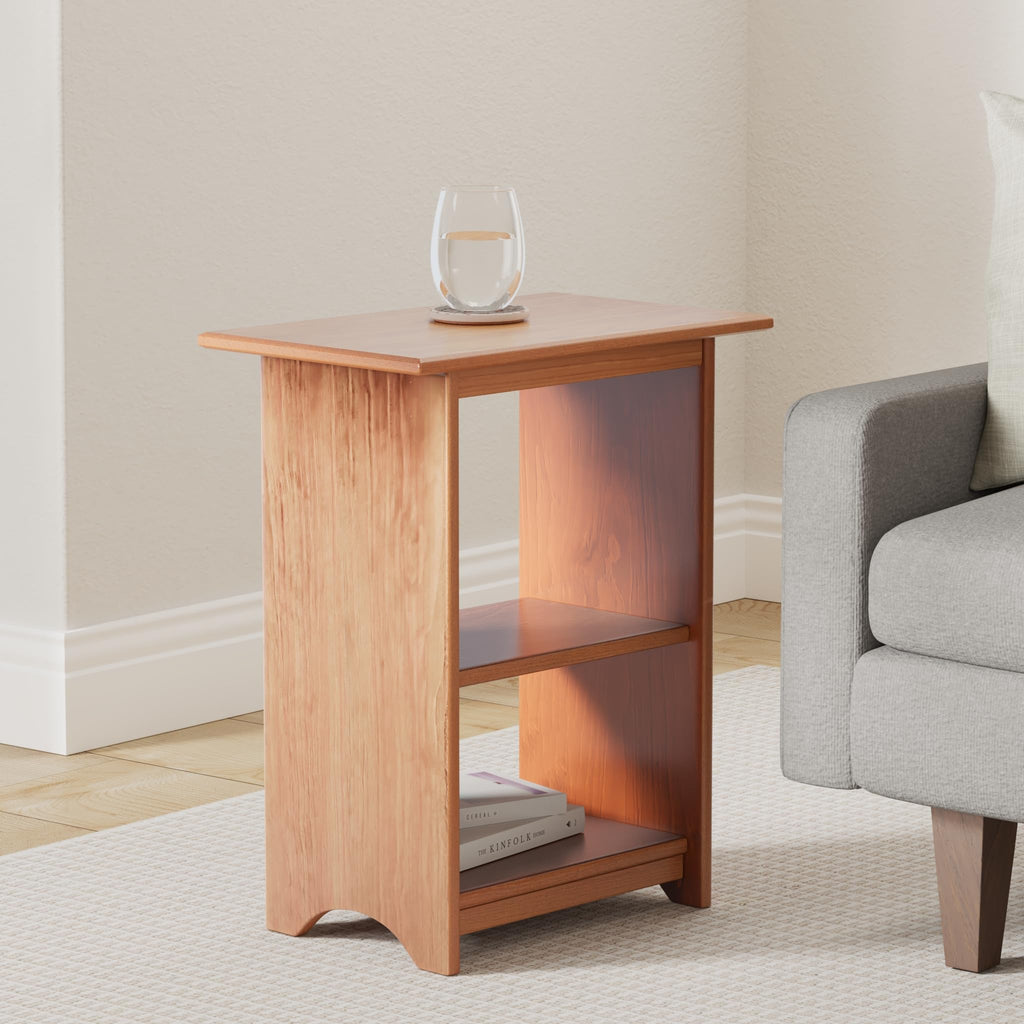 Slim Cherry End Table with Shelves D4976