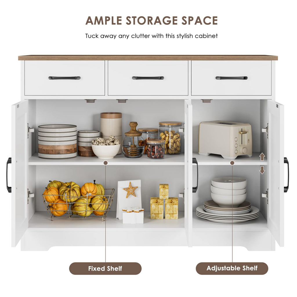 White Kitchen Buffet Cabinet with Storage Y227