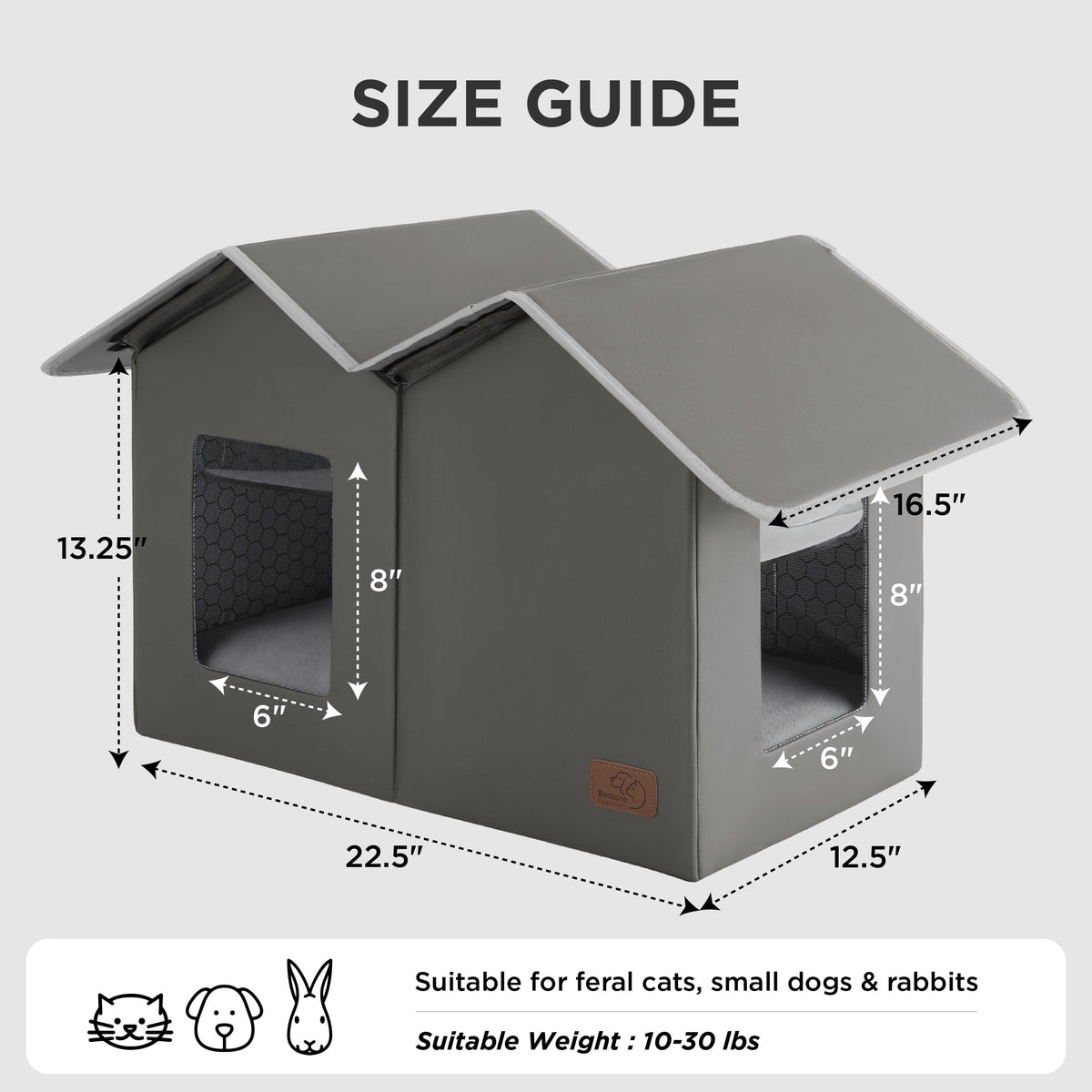 Weatherproof Outdoor Cat House with Raised Base U450353