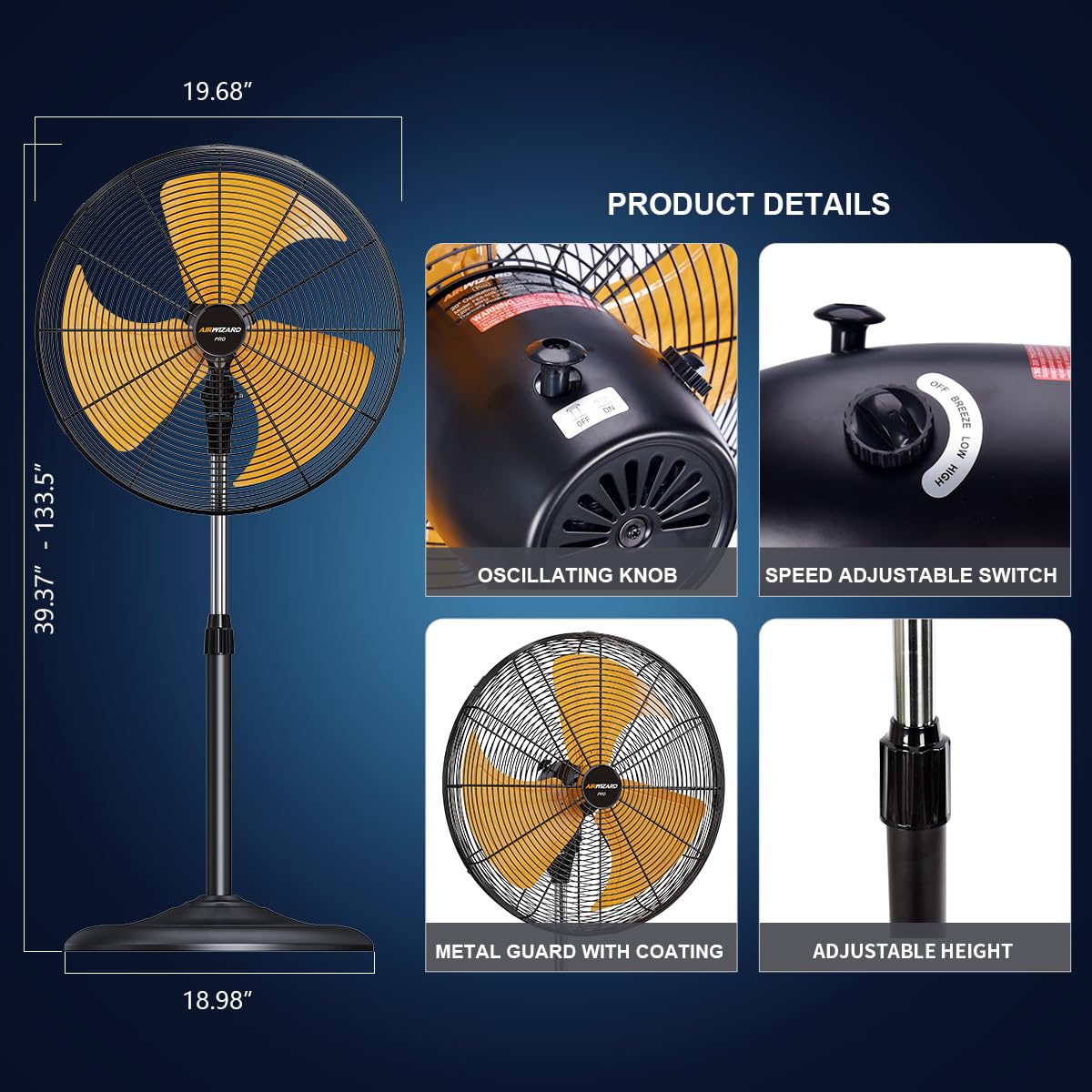 18 inch Oscillating High Velocity Pedestal Fan B5512