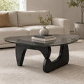 Glass Coffee Table with Wood Grain Base K2953