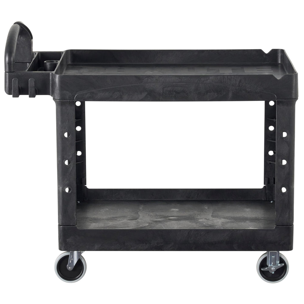 Black 2-Shelf Utility Cart with Lipped Shelves F26493
