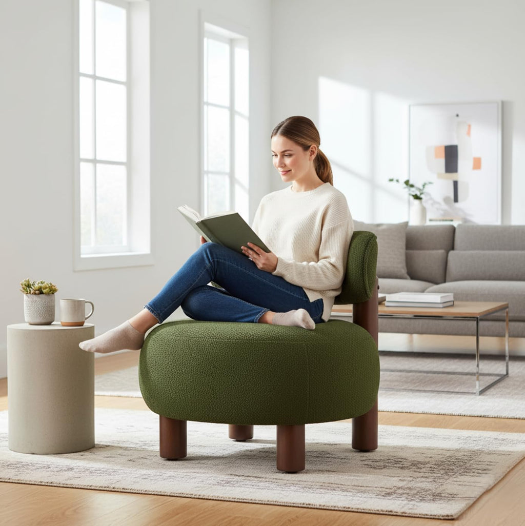 Green Boucle Accent Chair Set of 2 E3236