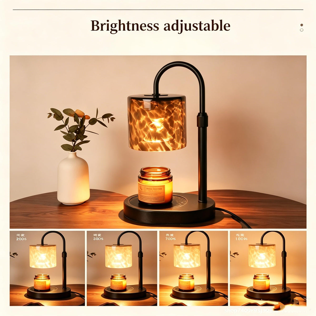 Black Leopard Print Candle Warmer Lamp with Timer W7916