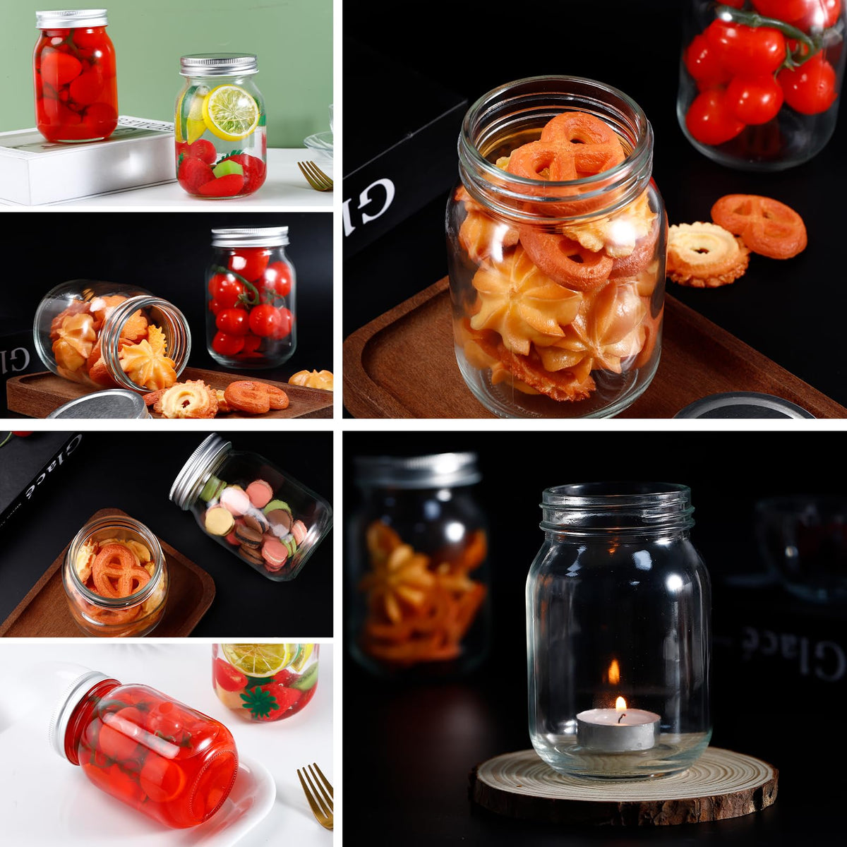 16 Pack 16 Oz Clear Glass Mason Jars V7460