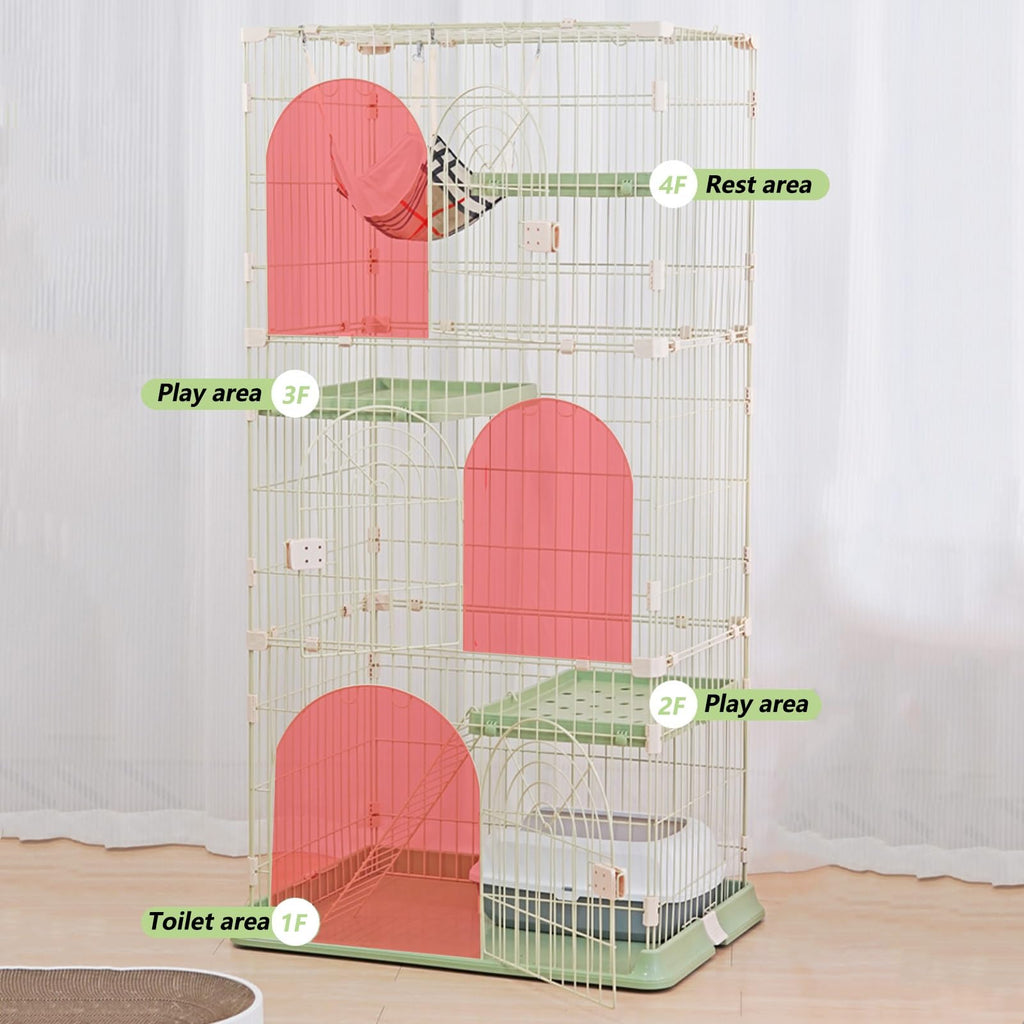 4-Tier Cat Cage Playpen with Hammock & Platforms N2995