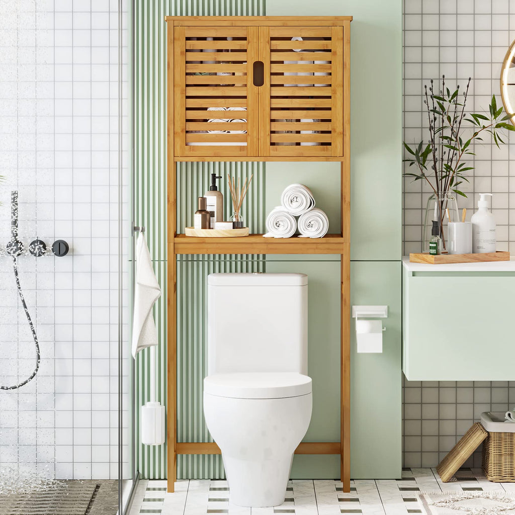 Over The Toilet Storage Cabinet with Adjustable Shelves Bamboo H38646