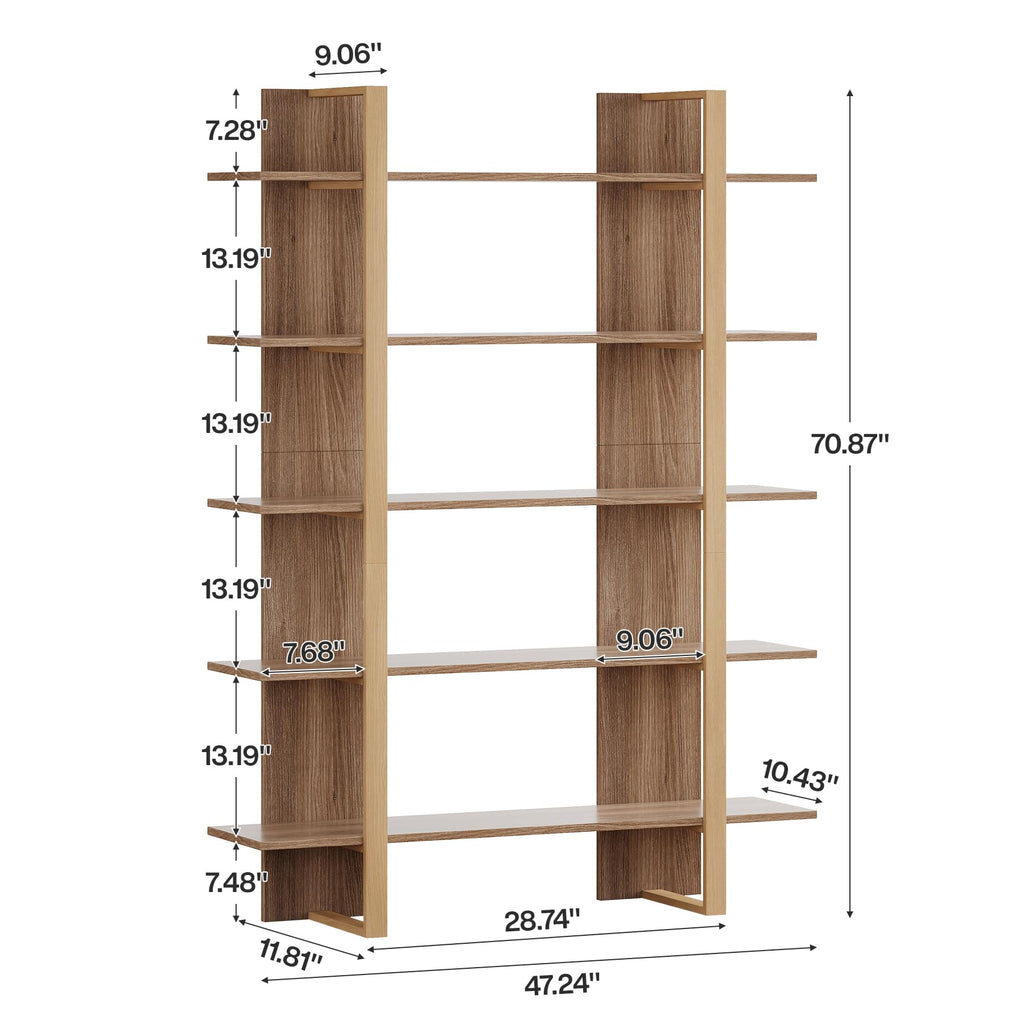 5-Tier Boho Bookshelf with Metal Frame D82241