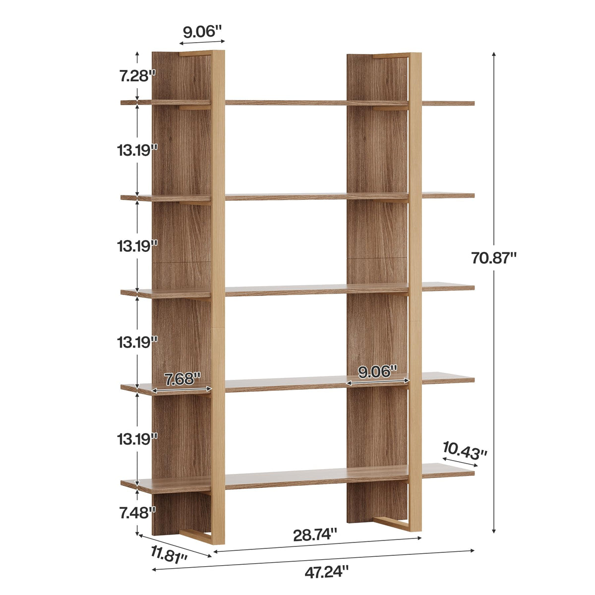 5-Tier Boho Bookshelf with Metal Frame D82241