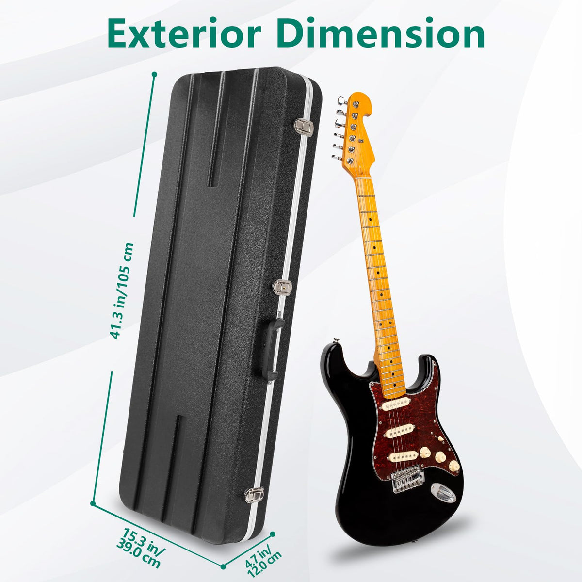 ABS Electric Guitar Hard Case 1.1 Inch Foam Plush Interior Black W53888