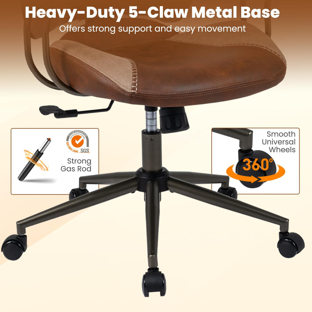 Brown Faux Fur Ergonomic Office Chair with Headrest and Wheels Q800