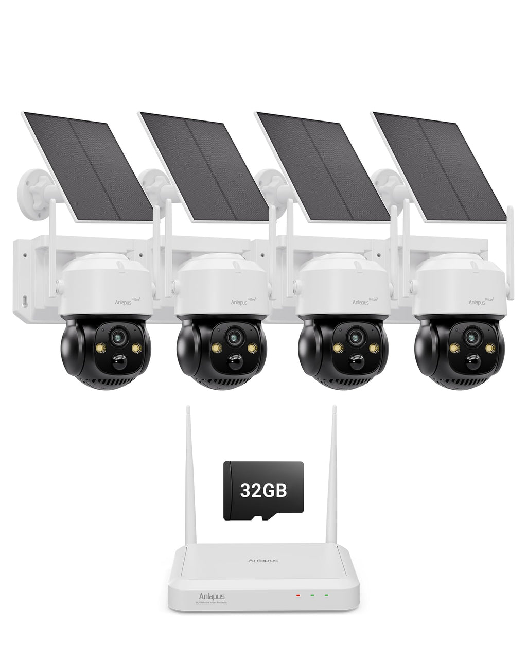 4MP 360° Pan Tilt Solar 4 Camera Security System X764317