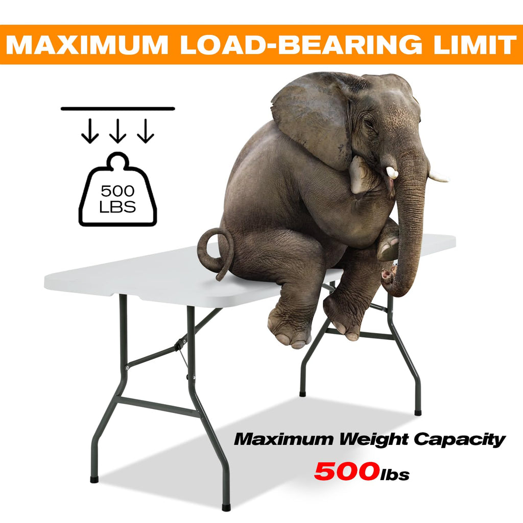 White 6 ft Folding Portable Table 500 lbs Capacity S58270