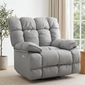 Oversized Gray Leather Power Swivel Rocker Recliner F26428