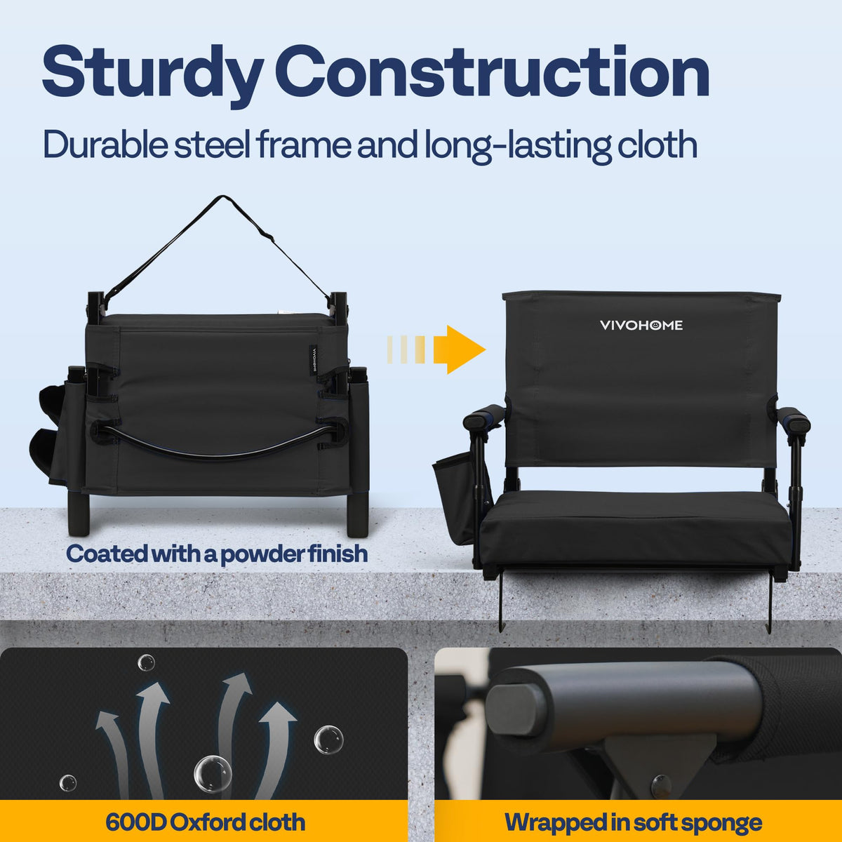 Stadium Seat with Back Support and 2.8" Cushion V810477