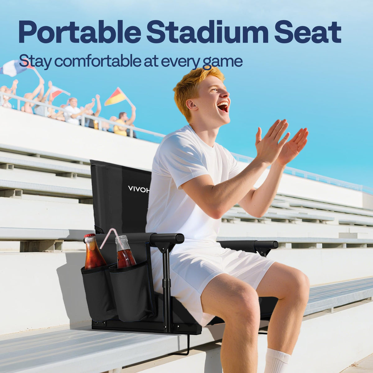 Stadium Seat with Back Support and 2.8" Cushion V810477