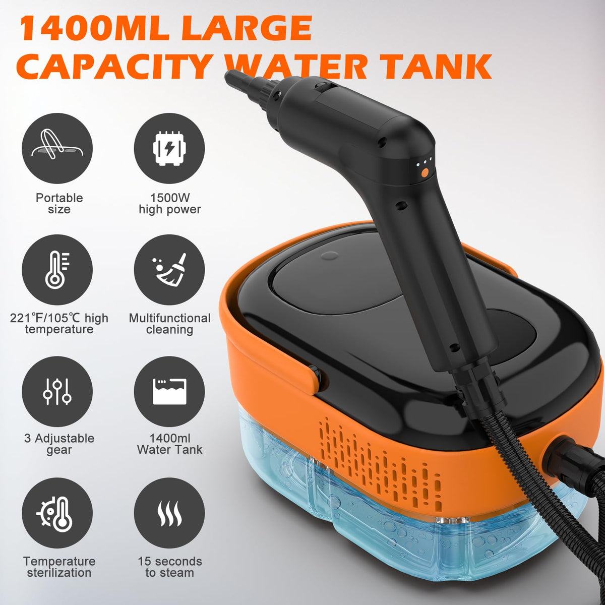 Portable Handheld Steam Cleaner with 16 Accessories X857066