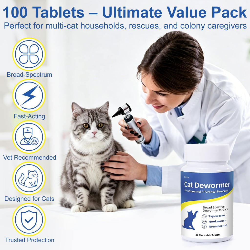 Broad Spectrum Dewormer Tablets for Cats and Kittens, 100 Tablets O2712