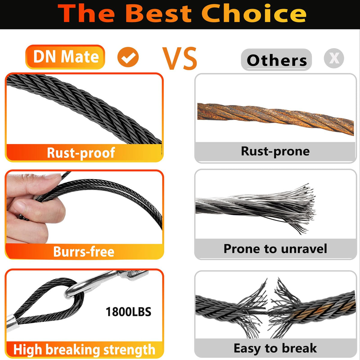 Black Stainless Steel Cable for Railing 220FT 1/8" T316 Wire Rope O107536