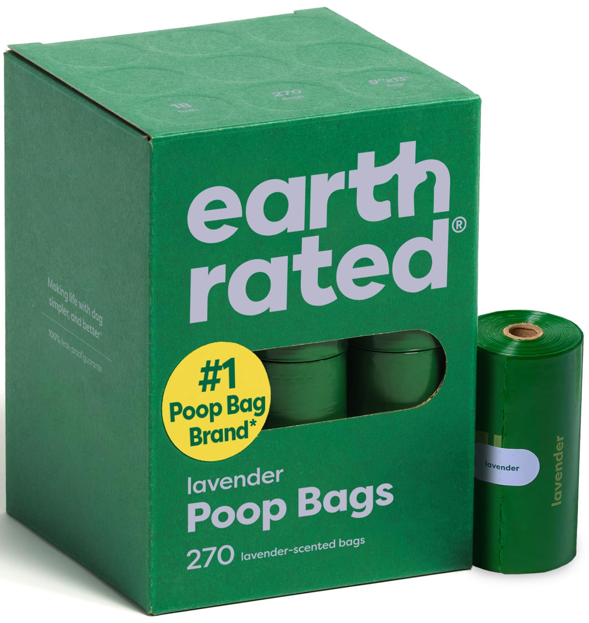 Dog Poop Bags on Refill Rolls, 270 Bags, Lavender U59712