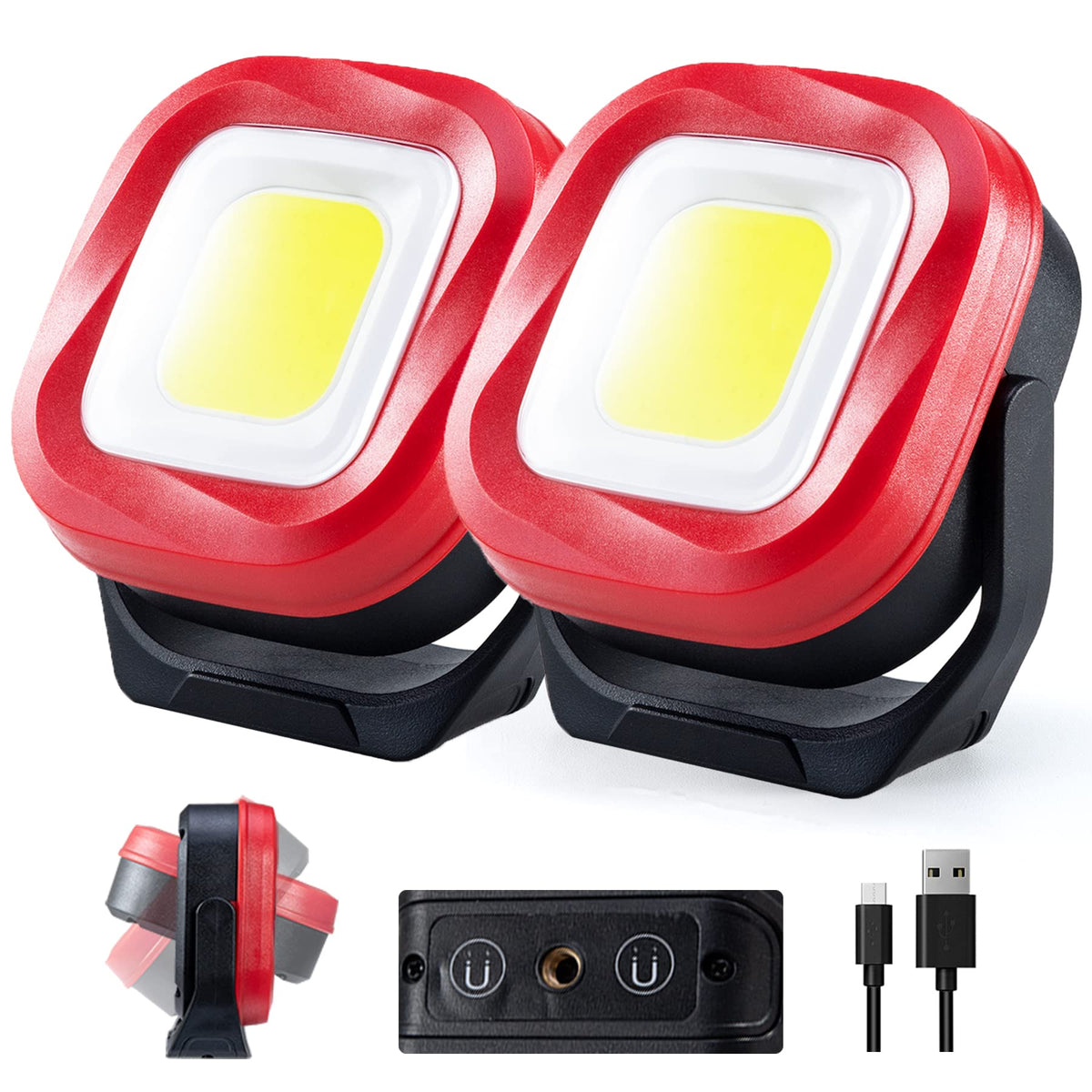 Magnetic Work Light, 42 LEDs 1000 Lumens Rechargeable Portable Inspection Light (2 PCS) B87479