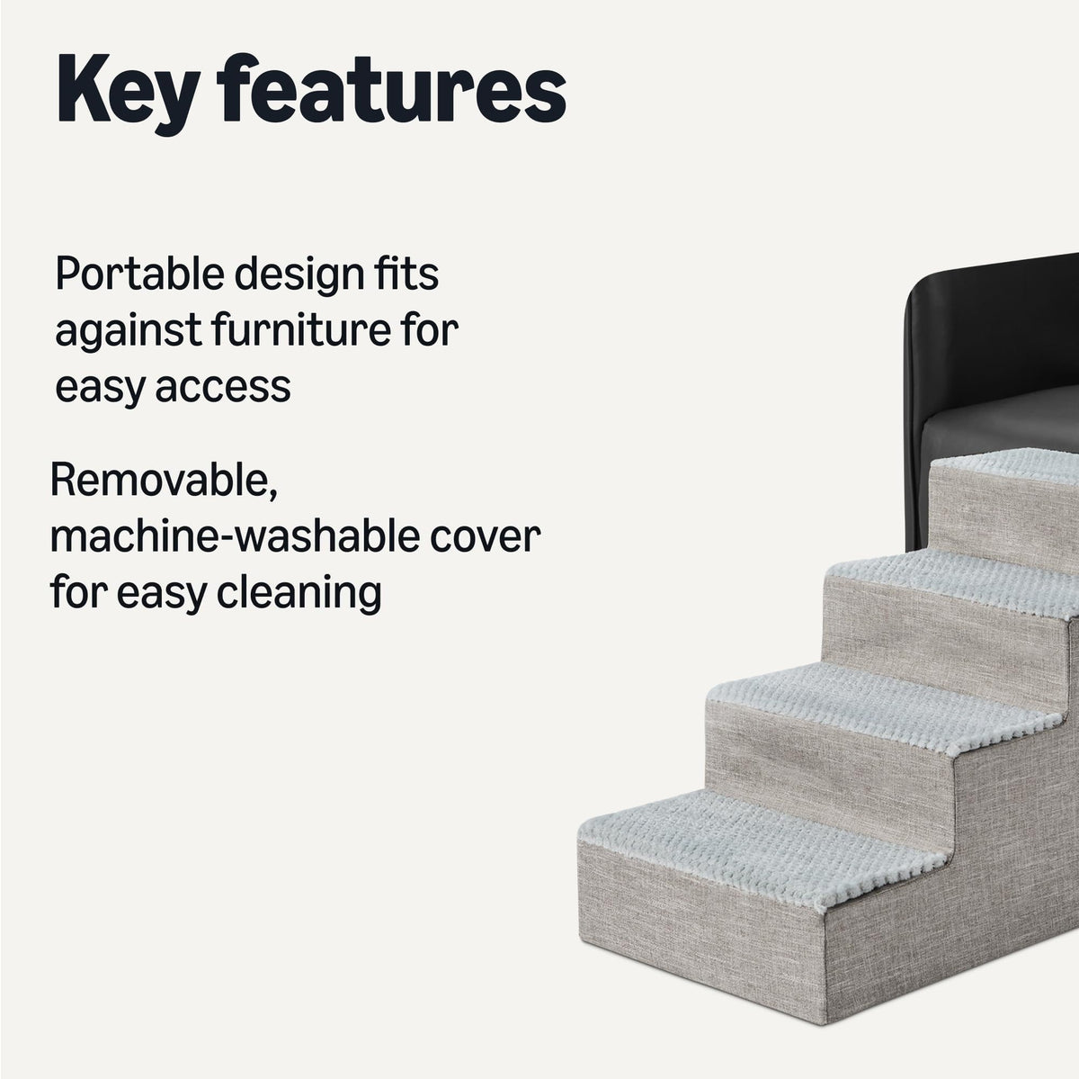 4-Step Non-Slip Grey Dog Steps D892