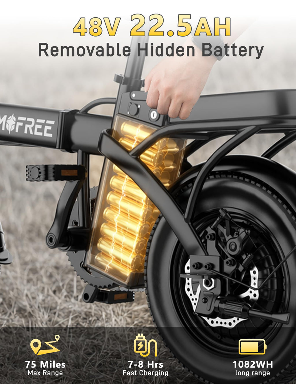 Folding Electric Bike 48V 22.5Ah 750W Fat Tire N7510