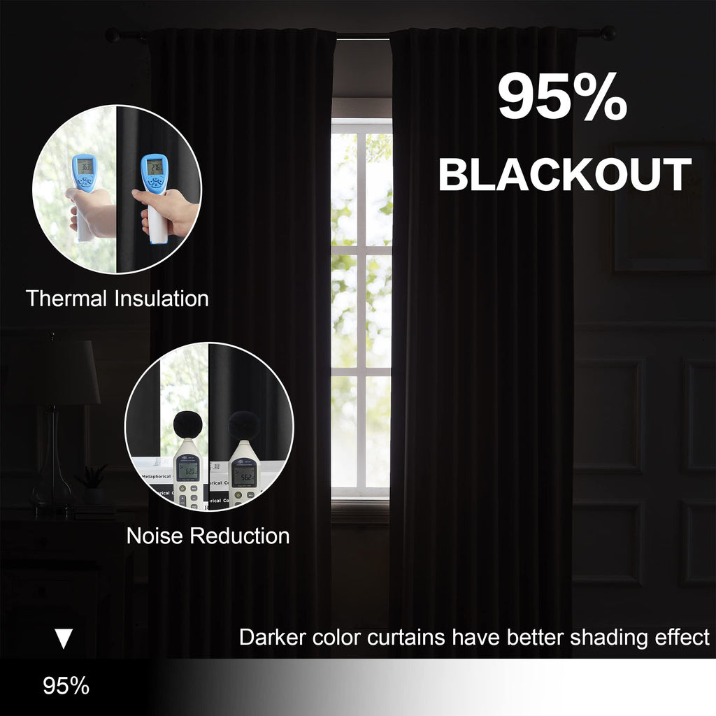 Black 102 Inches Long 2 Panels Blackout Curtains F243