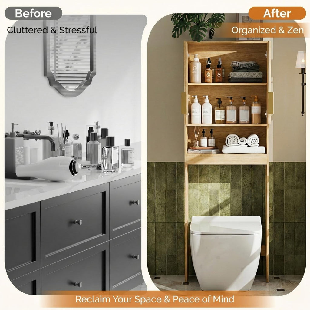 Over The Toilet Storage Cabinet with Adjustable Shelves J908