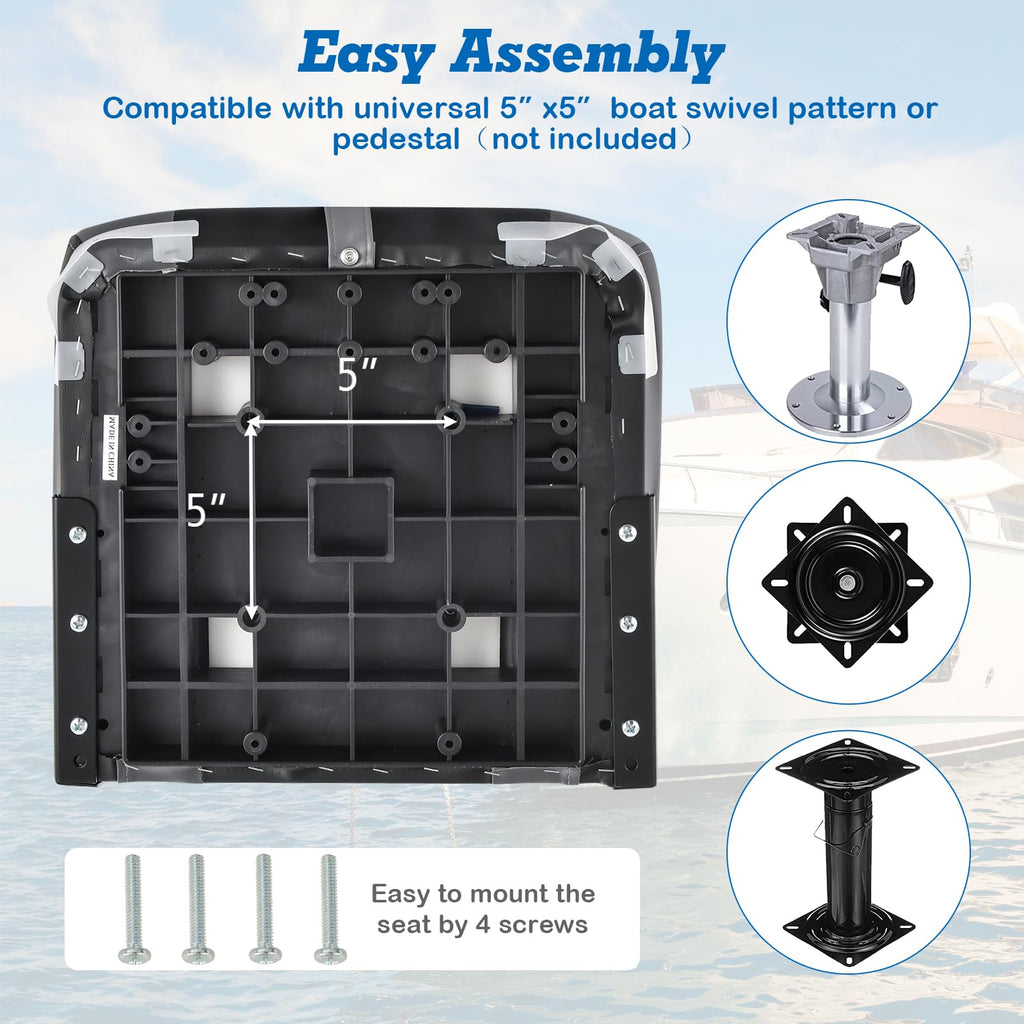 2 Pack Black Grey High Back Folding Boat Seats M376