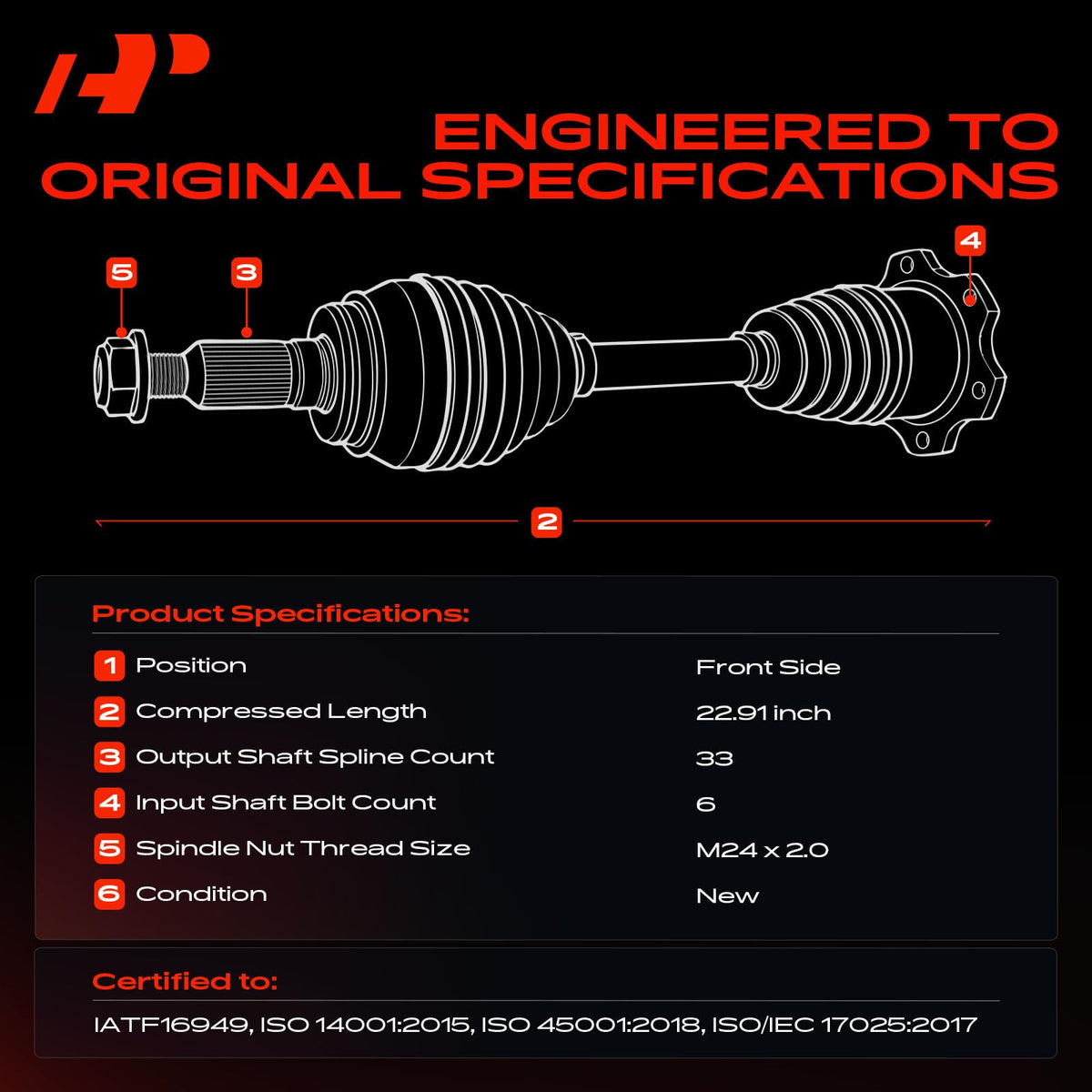 Front CV Axle Shaft Assembly G461