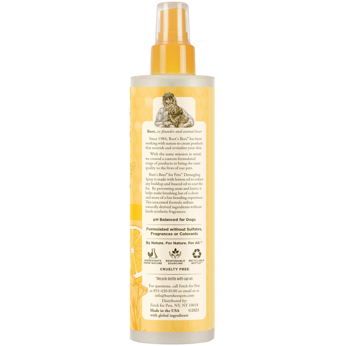Dog Detangling Spray with Lemon & Linseed 10 Fl Oz V1006