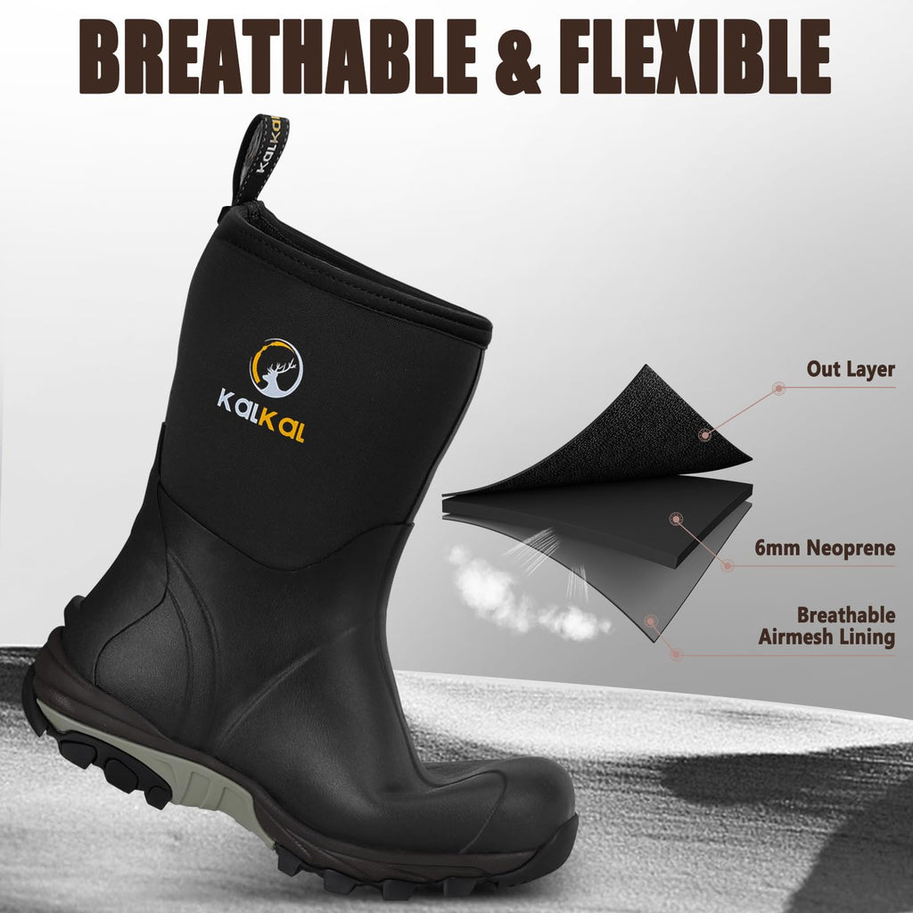 Waterproof Insulated Mid Calf Rubber Boots P82823