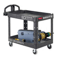 Black 2-Shelf Utility Cart with Lipped Shelves F26493