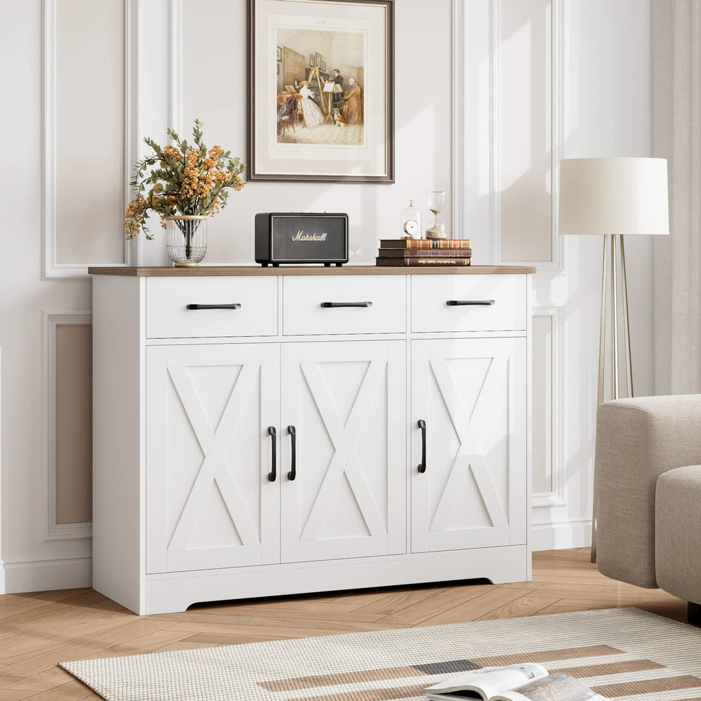 White Kitchen Buffet Cabinet with Storage Y227