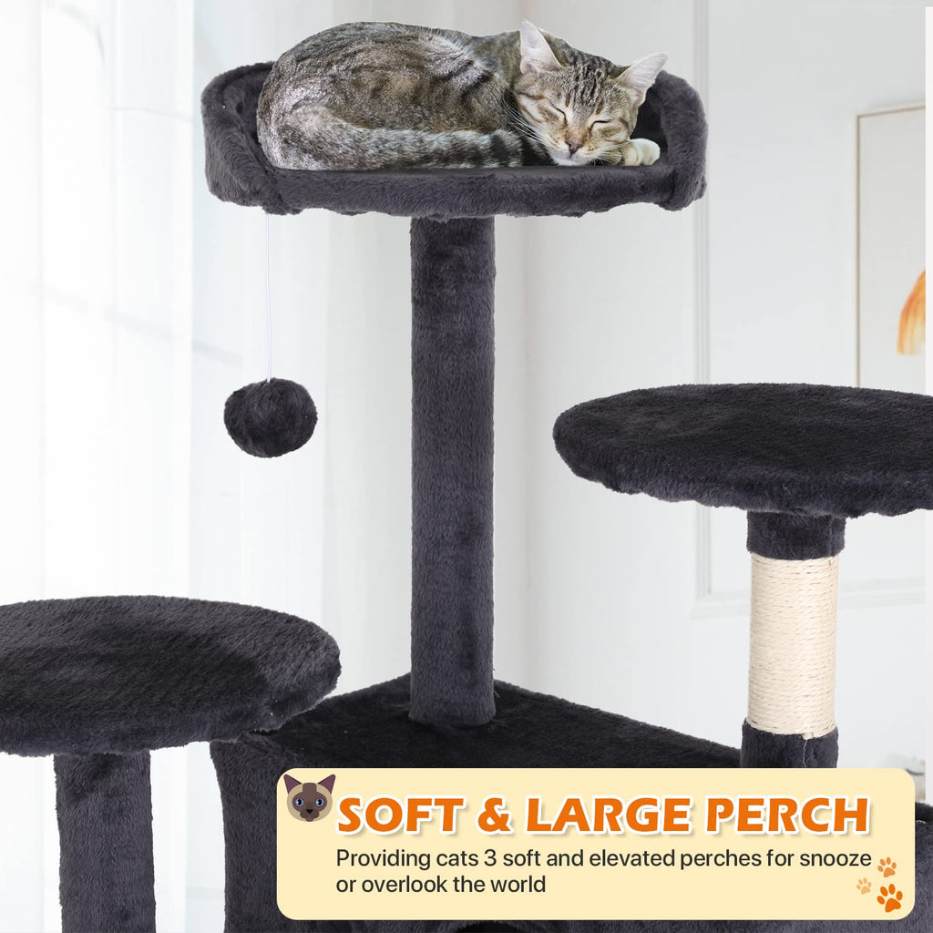 70 Inch Light Gray Cat Tree with 2 Condos, 3 Scratching Posts P9886