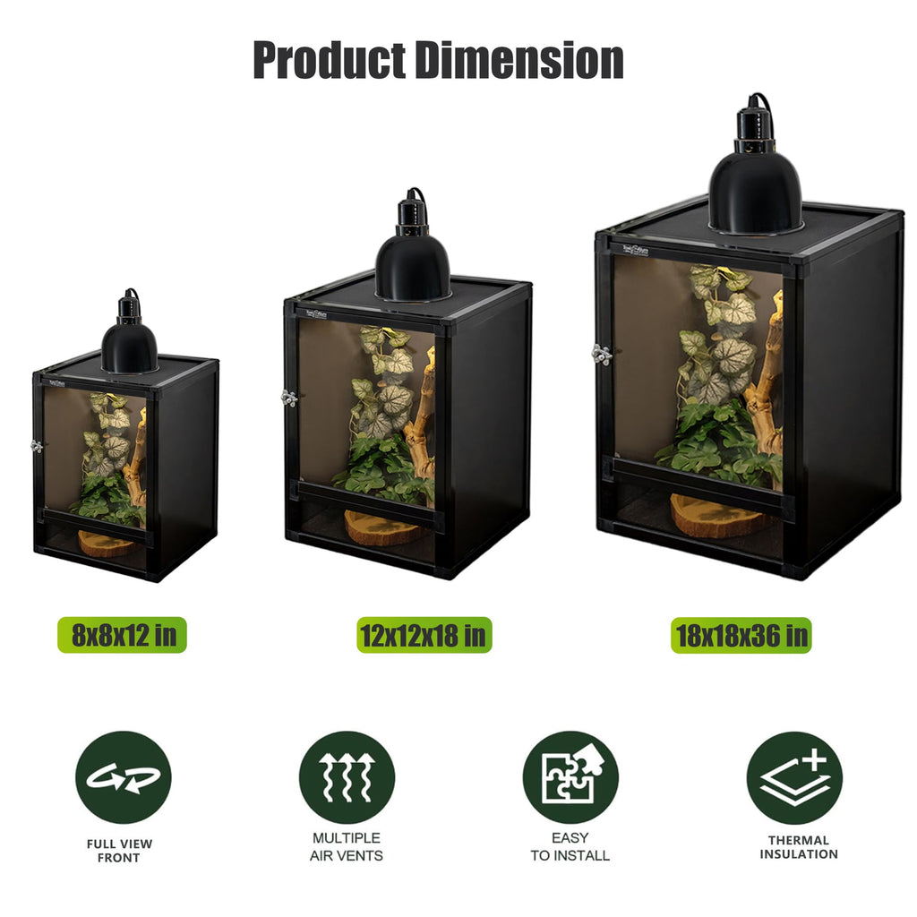 18"x18"x36" Aluminum Reptile Enclosure with Screen & Acrylic Doors M160
