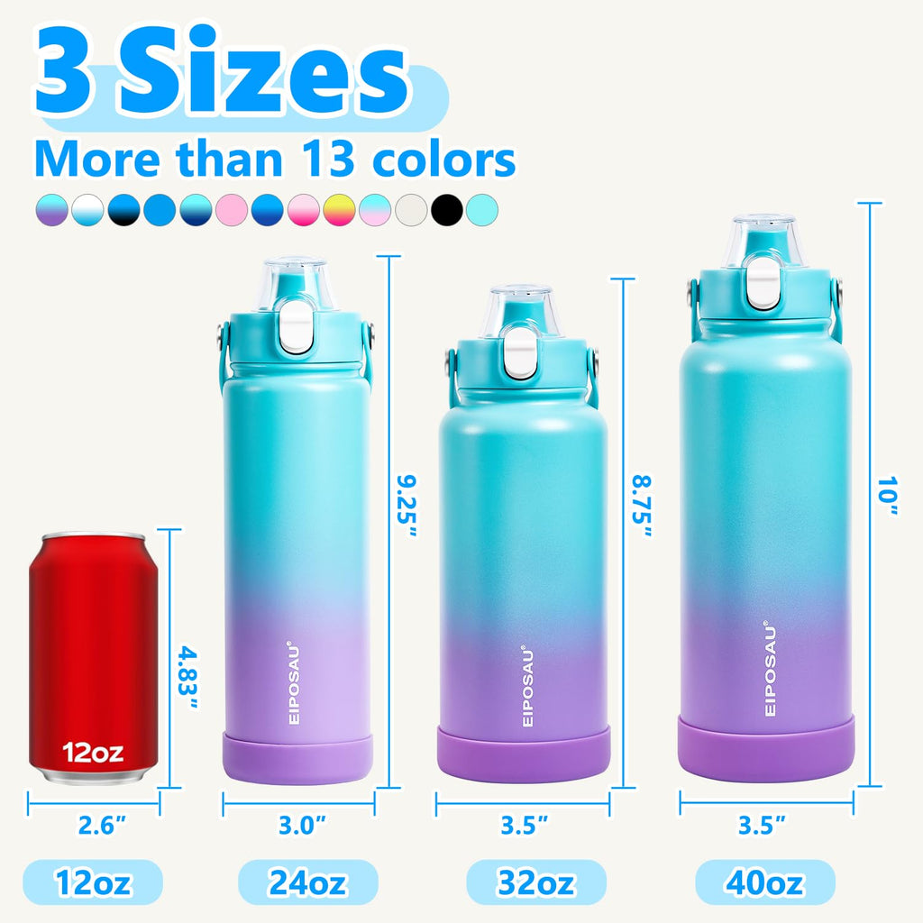 Insulated Water Bottle with Lid & Boot & Stickers, 24 oz P1976