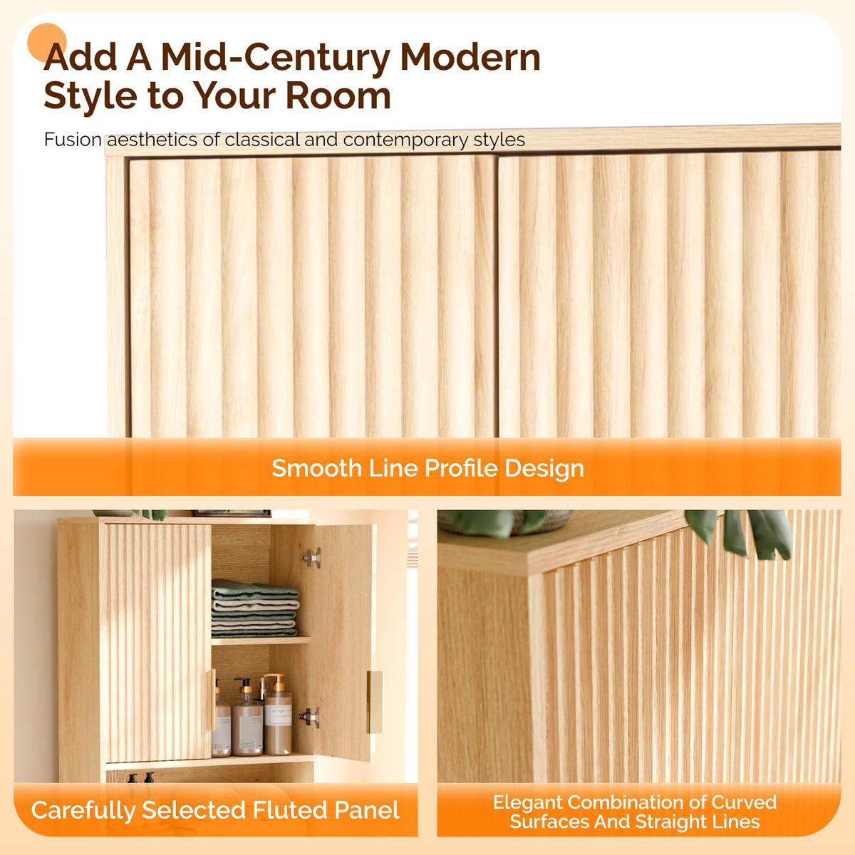 Over The Toilet Storage Cabinet with Adjustable Shelves J908