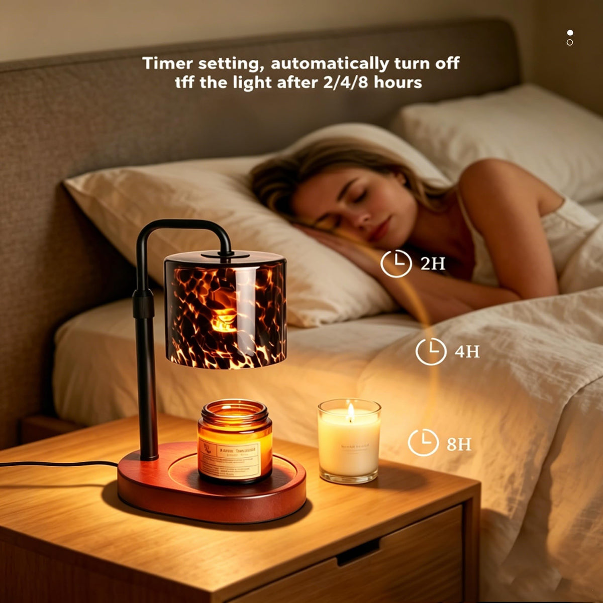 Black Leopard Print Candle Warmer Lamp with Timer W7916