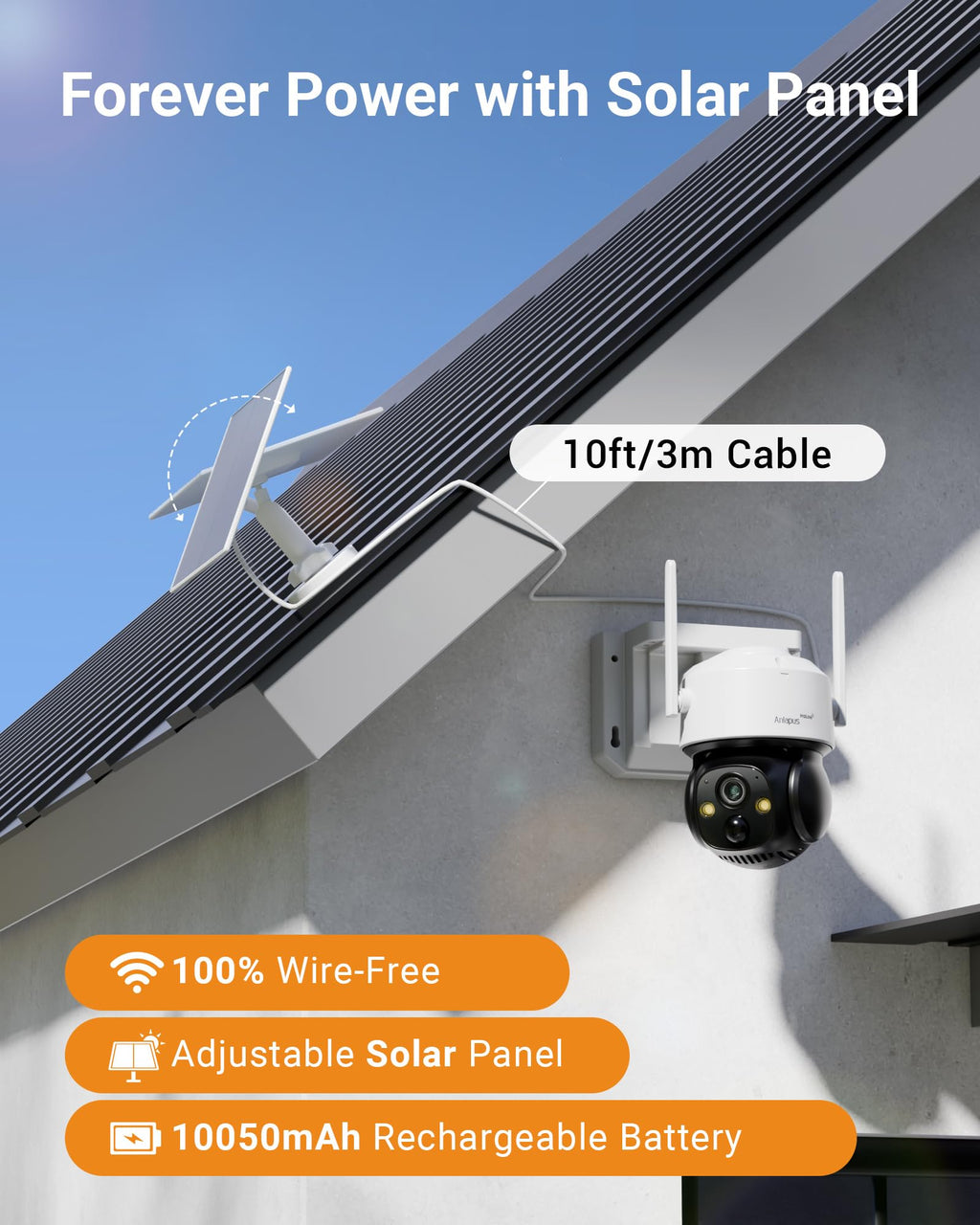 4MP 360° Pan Tilt Solar 4 Camera Security System X764317