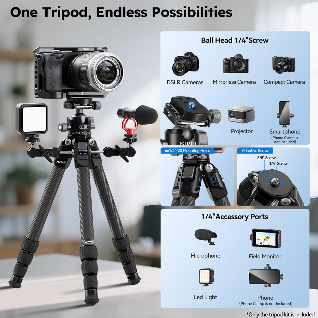 Carbon Fiber Mini Desktop Tripod with 360° Ball Head R9925