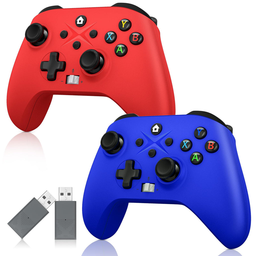 2 Pack Wireless Controller with Turbo Macro Hall Trigger Dual Vibration 3.5mm Audio Jack Built-in Battery 2.4GHz Adapter F478