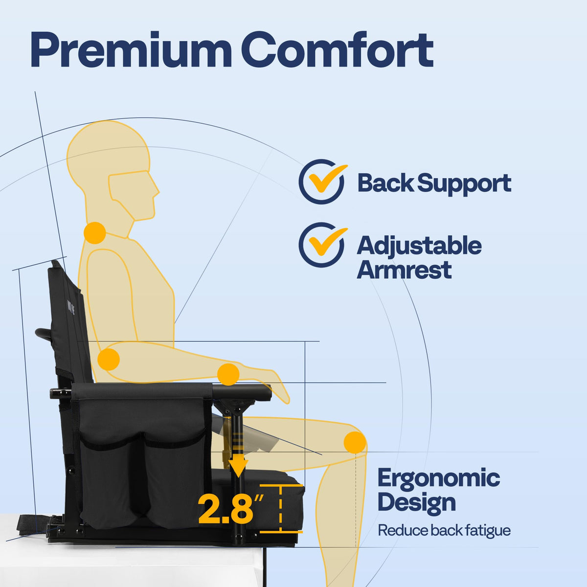 Stadium Seat with Back Support and 2.8" Cushion V810477