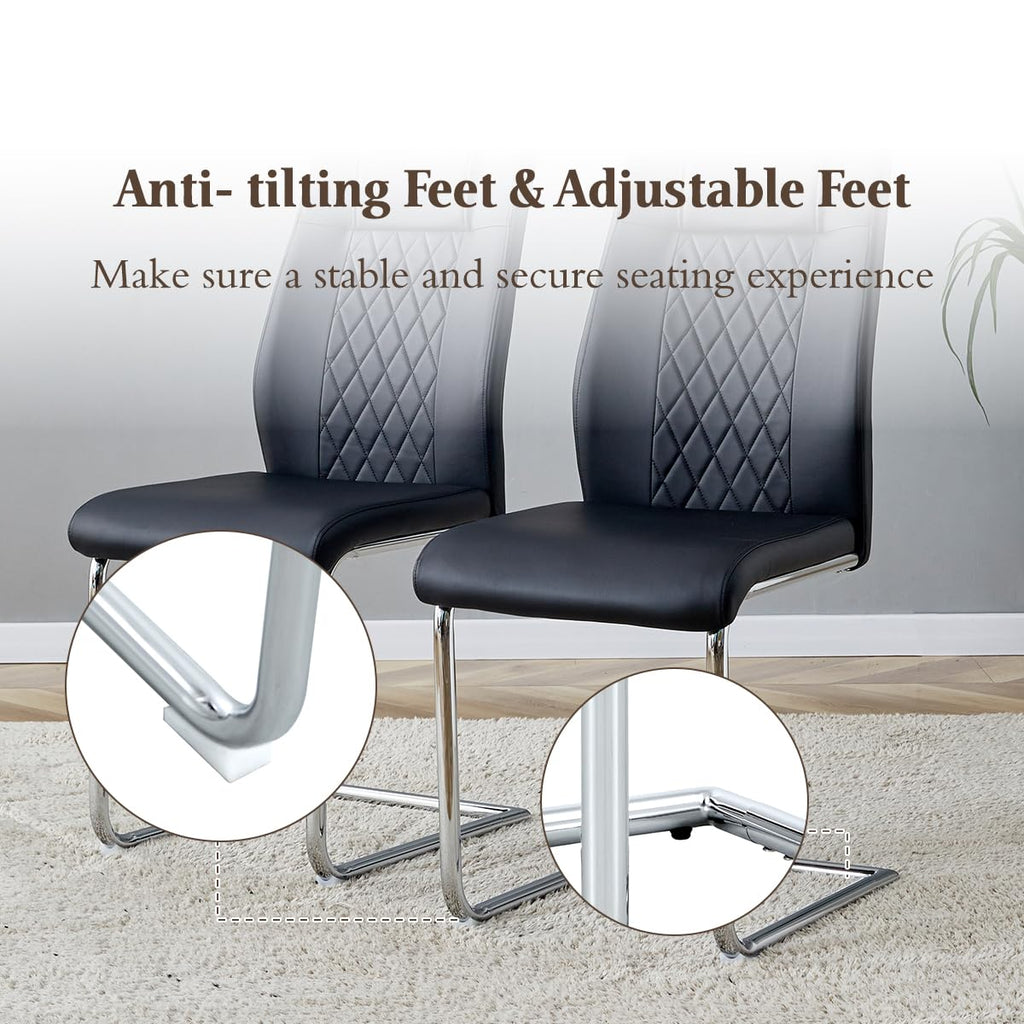 Black Faux Leather Dining Chairs Set 6 F103