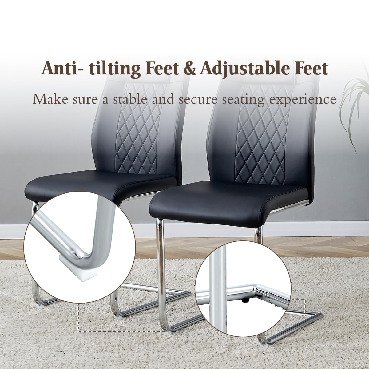 Black Faux Leather Dining Chairs Set 6 F103